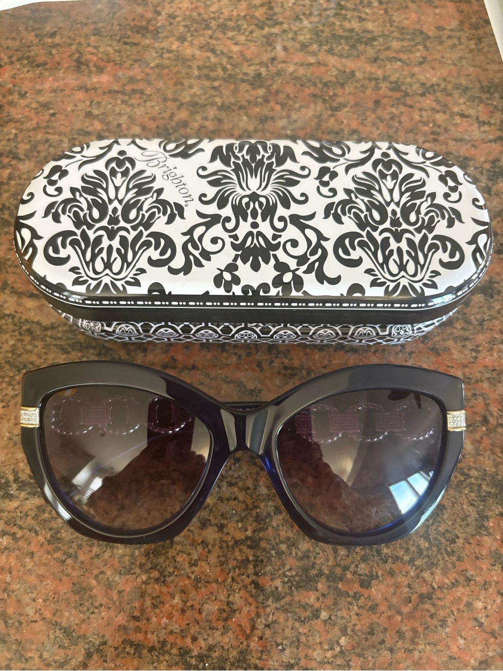 Brighton Women's Black Gradient Cat-Eye Sunglasses with Decorative Case